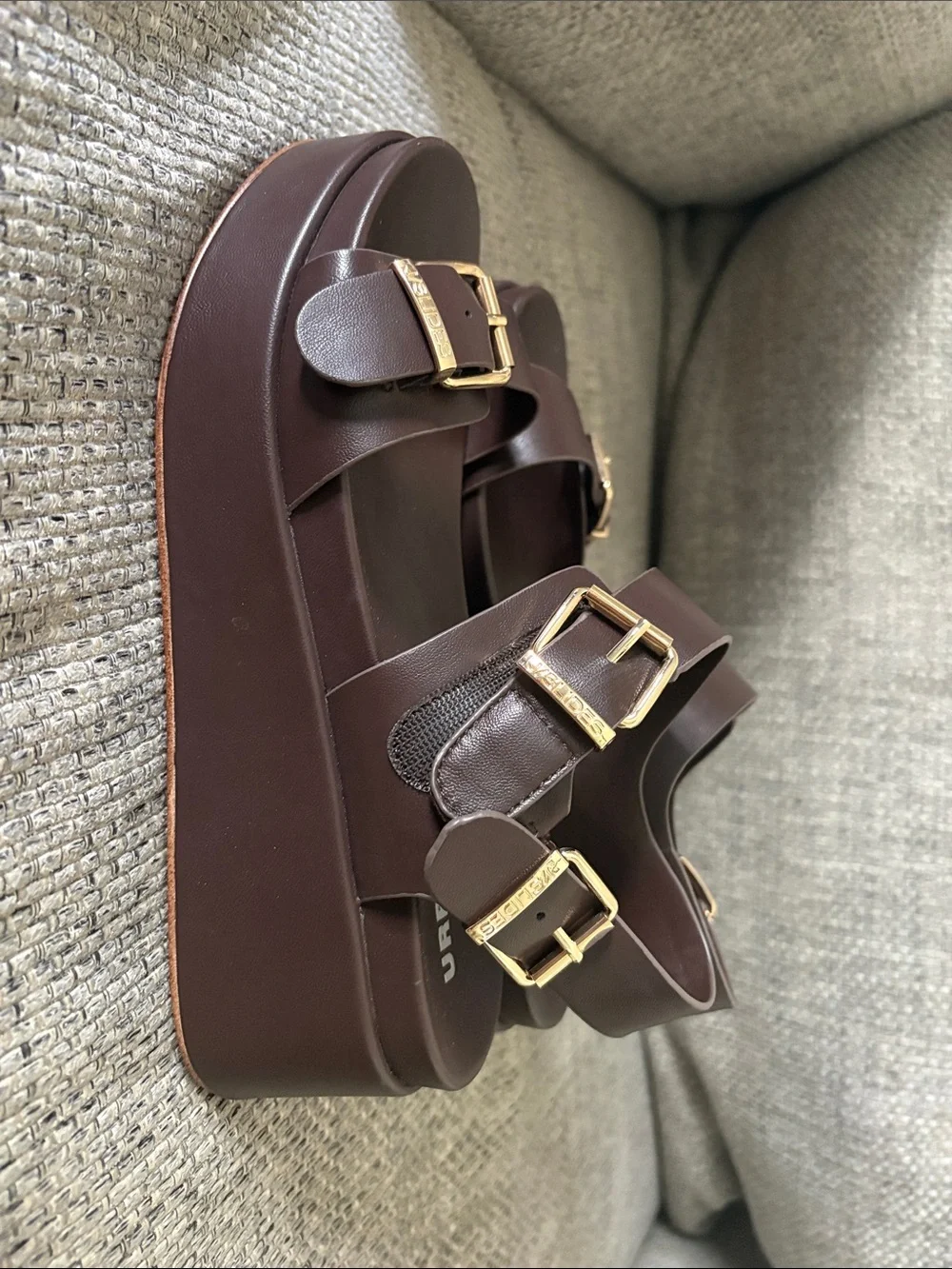 Women's Dark Brown Platform Buckle Sandals
